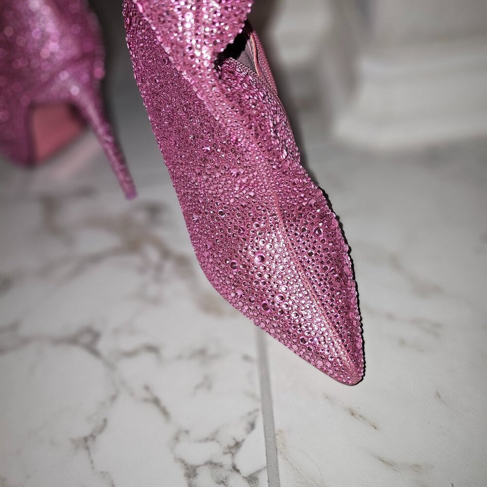 Steve Madden Vivienne Pink Rhinestone OTK Boots - Picture 7 of 8